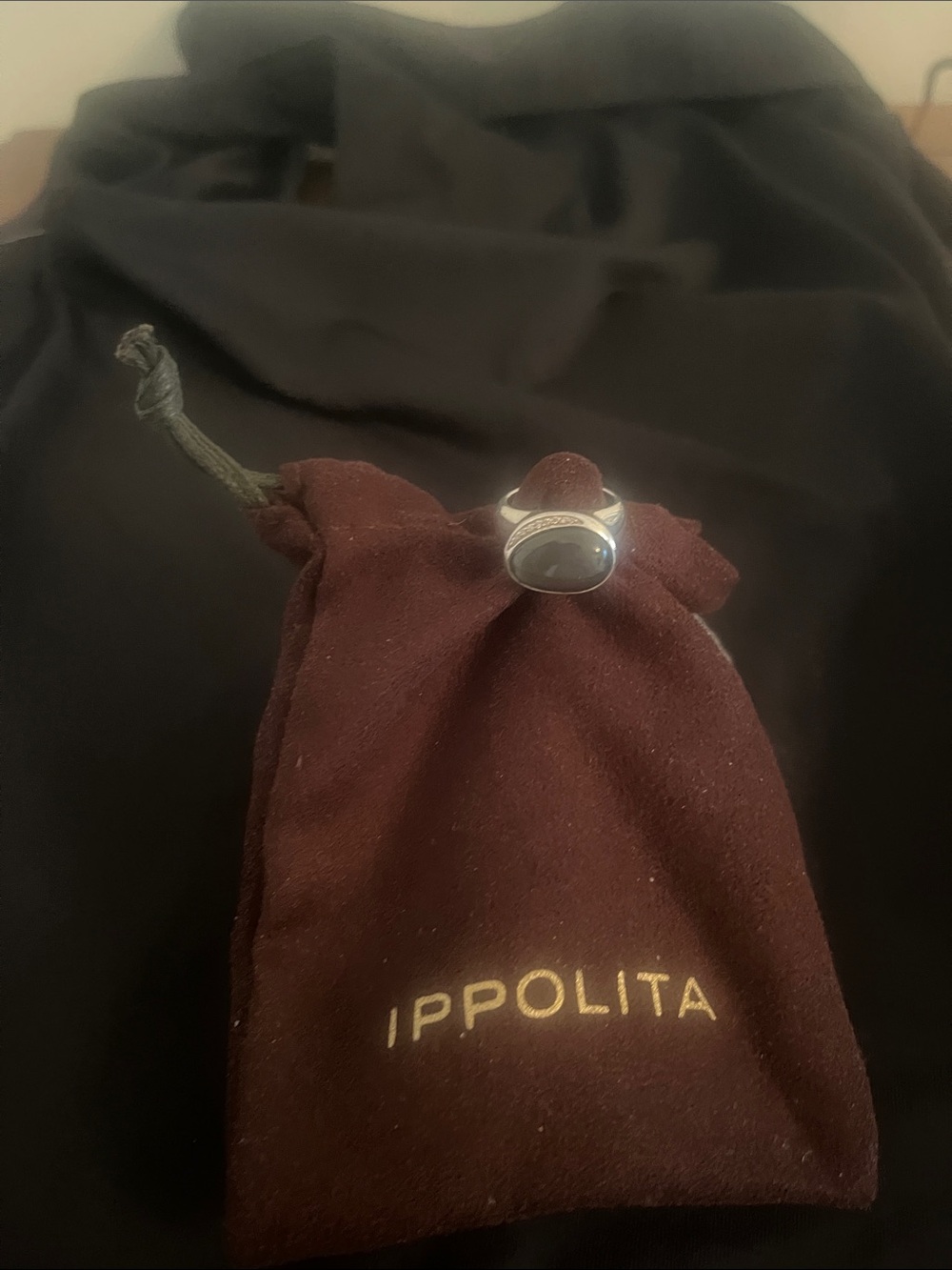 Ippolita Silver Ring with Dark Gray/Black Cabochon